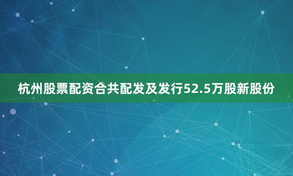 杭州股票配资合共配发及发行52.5万股新股份